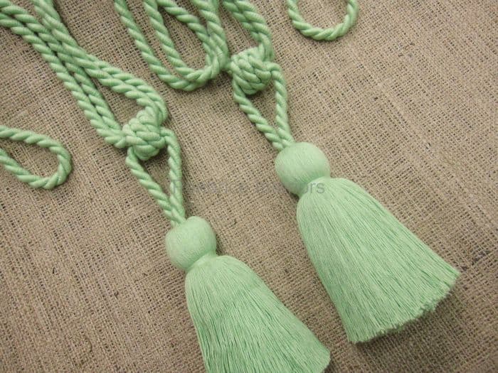 2 Curtain tassel tie backs Cotton tasselled tieback ropes with single